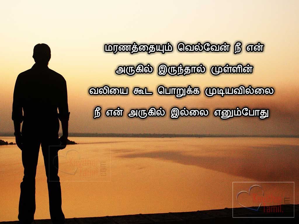 Pirivu Kathal Kavithaigal In Tamil With Lonely ImageMaranathaium Velven  Nee En Arukil Eruthal....Mullin Valiyai Kuda PorukkamutiyavilaiNee En Arukil Ellai Enumpothu....... 